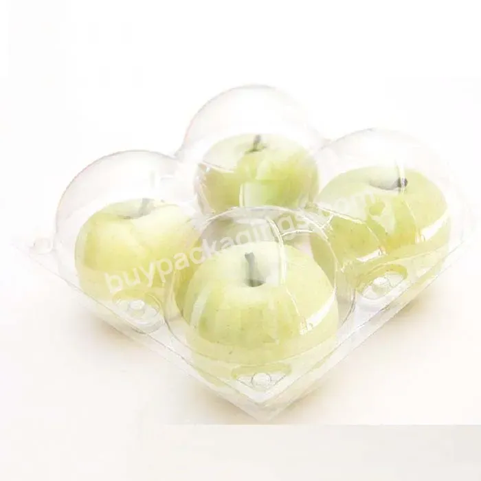 Custom 4 Compartments Clamshell Plastic Pet Fruit Container Box Clear Tray With Lid For Supermarket