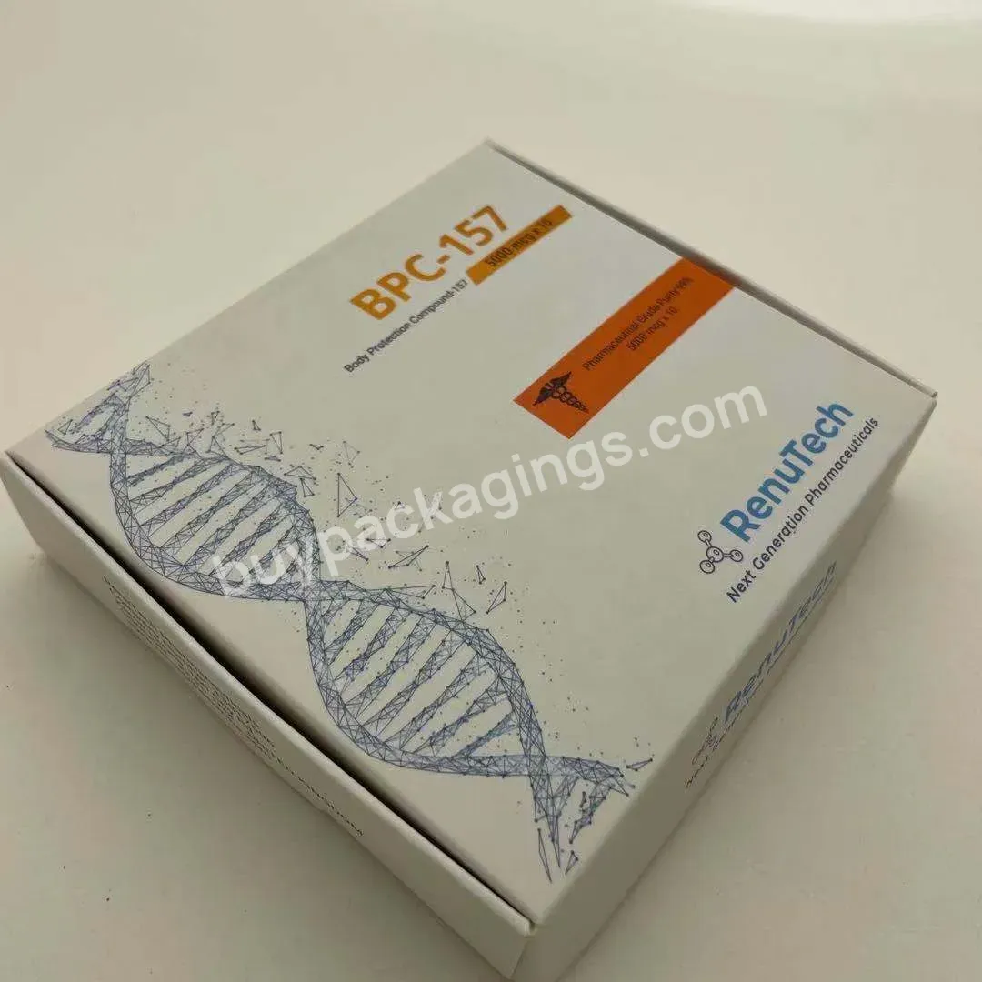 Custom 400gsm Cardboard Pharmaceutical Peptides Copper Gold Foil Paper Boxes With 10x2ml Plastic Trays