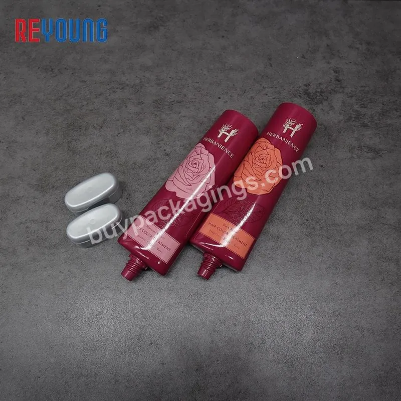 Custom 50 100 200 ml PE Biodegradable Soft Plastic Squeeze Cosmetic Packaging Tube 100ml Flat Shape Hair Treatment Cream Tube