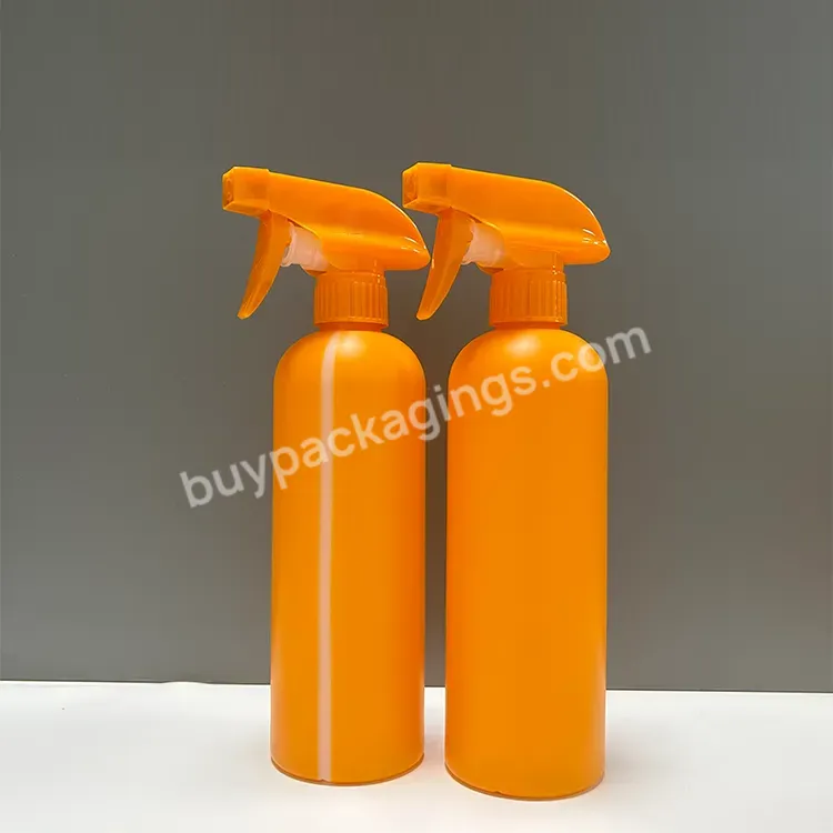 Custom 500ml 500 Ml 16oz 16 Oz Orange 100% Hdpe Pcr Plastic Container Trigger Spray Bottle For Cleaning