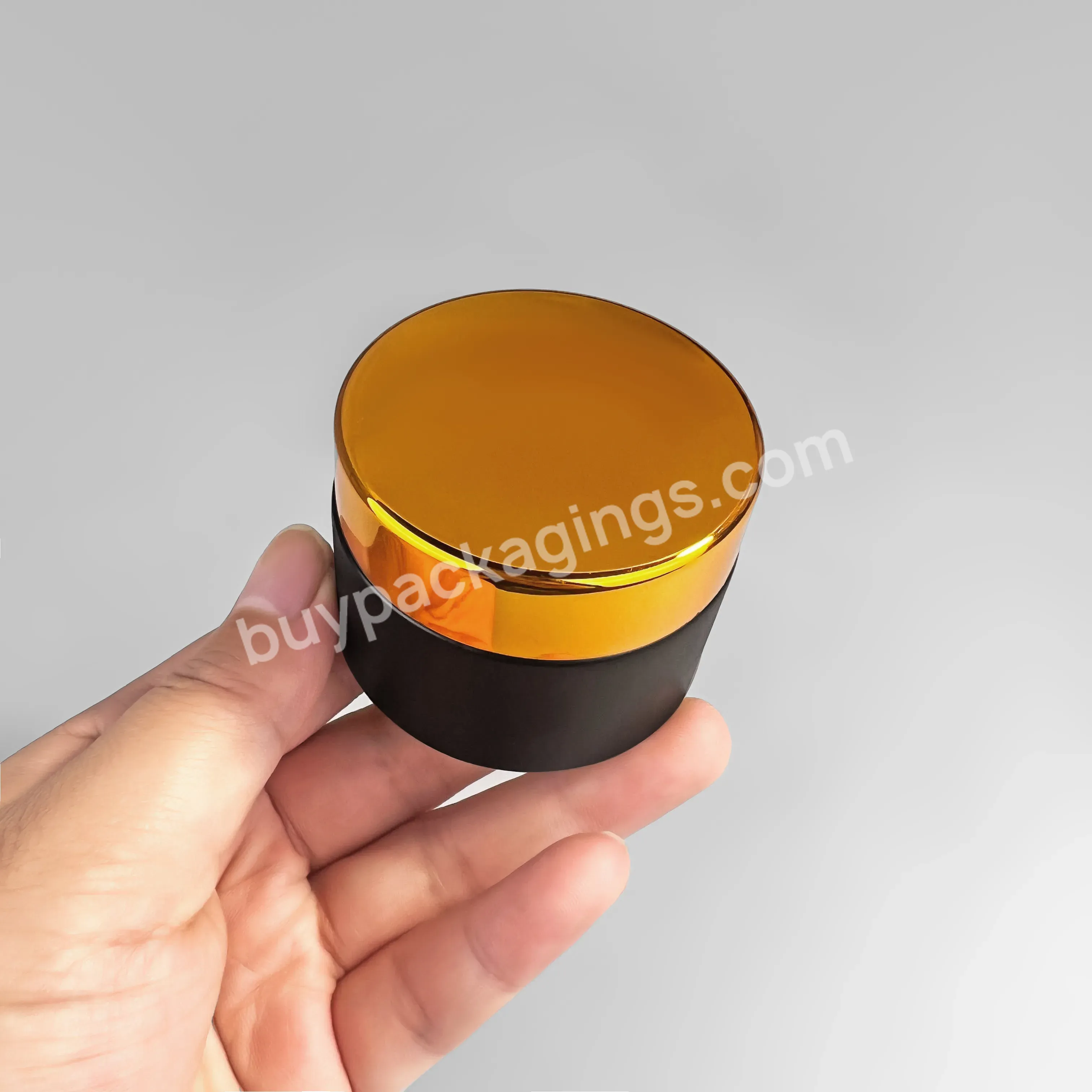 Custom 50g 100g Matte Black Cosmetics Jars Amber Luxury Empty Skincare Packaging Frosted Glass Face Cream Jar With Screw Lid