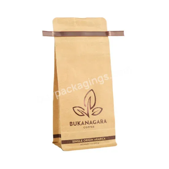 Custom 50g 1kg 2kg Brown Kraft Bag With Coffee Design Biodegradable Kraft Packaging Bean Coffee Bags Kraft Tin Tie Coffee Bags