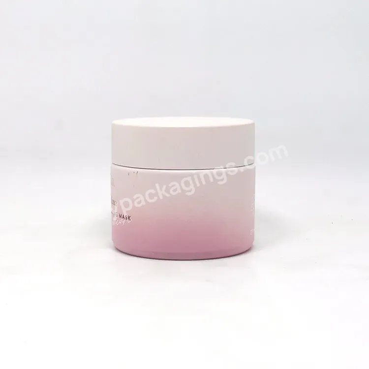 Custom 50g Facial Clay Masks Container Pink Frosted Face Cream Cosmetic Glass Jar With Matt Pink Plastic Lids