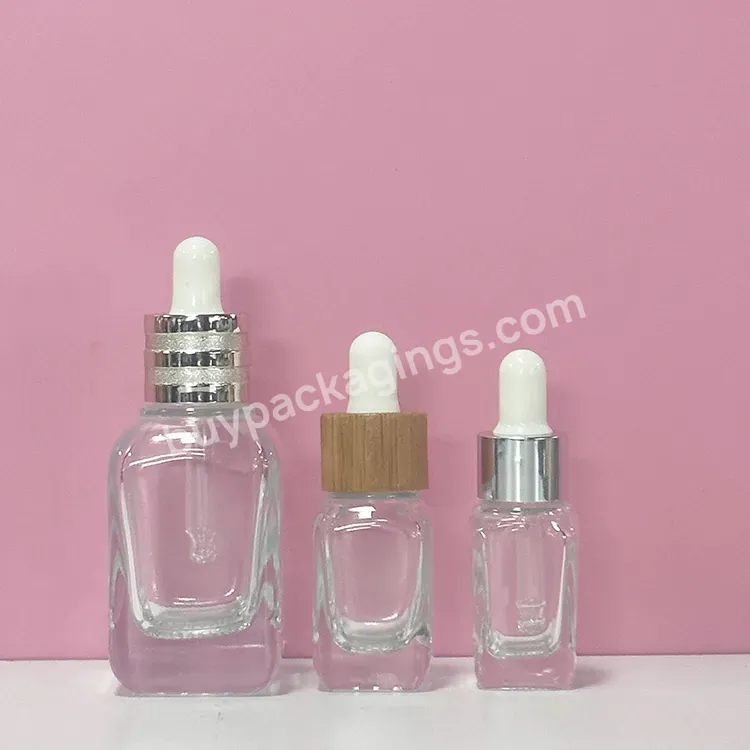 Custom 50ml 100ml Luxury Beautiful High Quality Square Shape Empty Dropper Perfume Pump Glass Bottle