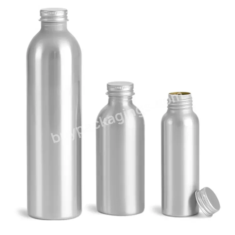 Custom 50ml/100ml/200ml Silver Round Aluminum Essential Oil Bottle With Screw Cap