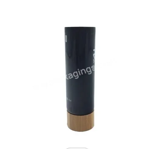 Custom 50mm Diameter 150ml 200ml 8oz Black Pe Soft Tube With Bamboo Screw Lids Empty Pe Cosmetic Squeezed Soft Tube