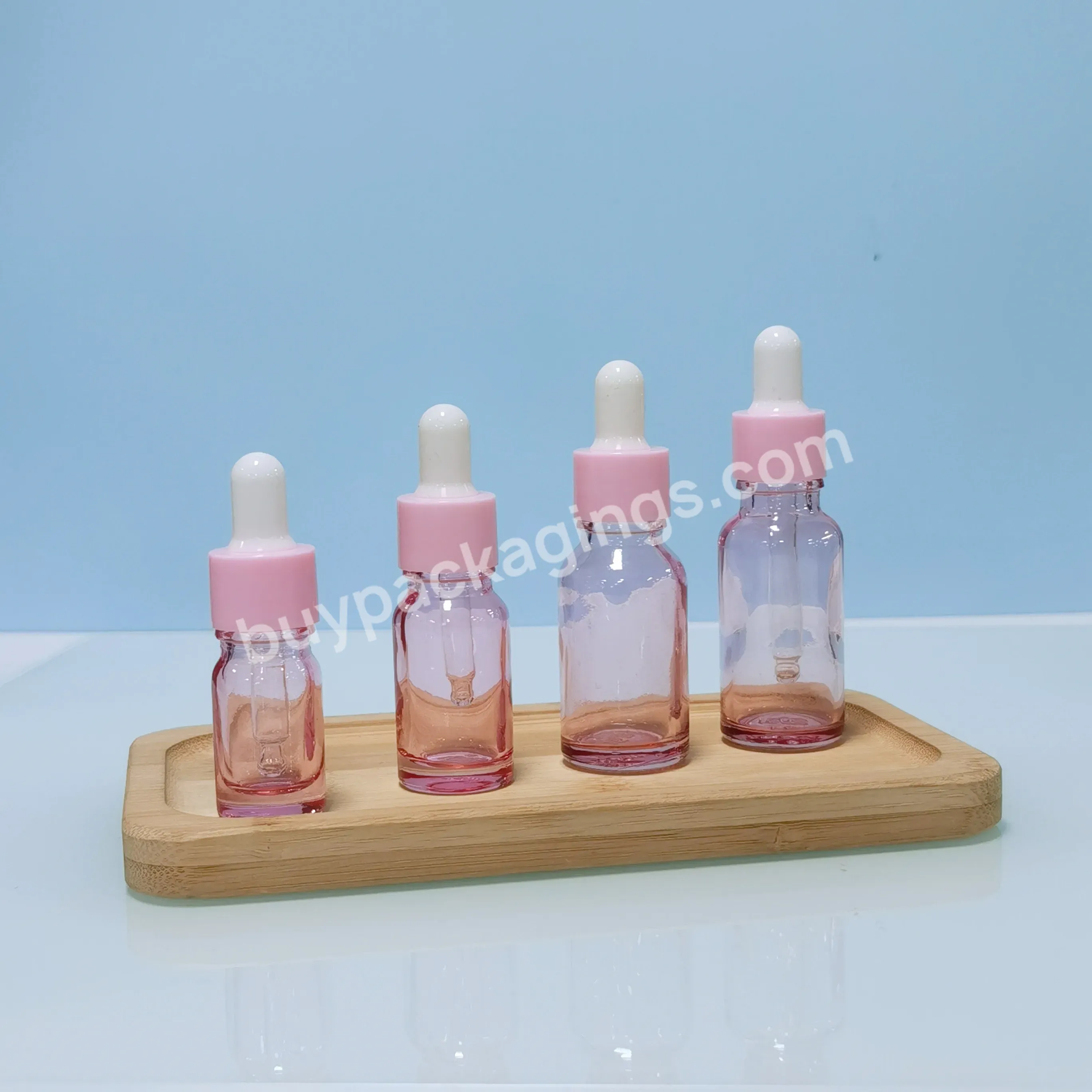 Custom 5ml 10ml 15ml 20ml 30ml 50ml 100ml Pastel Cosmetic Transparent Frosted Essential Oil Glass Pink Dropper Bottles