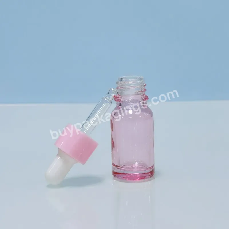 Custom 5ml 10ml 15ml 20ml 30ml 50ml 100ml Pastel Cosmetic Transparent Frosted Essential Oil Glass Pink Dropper Bottles