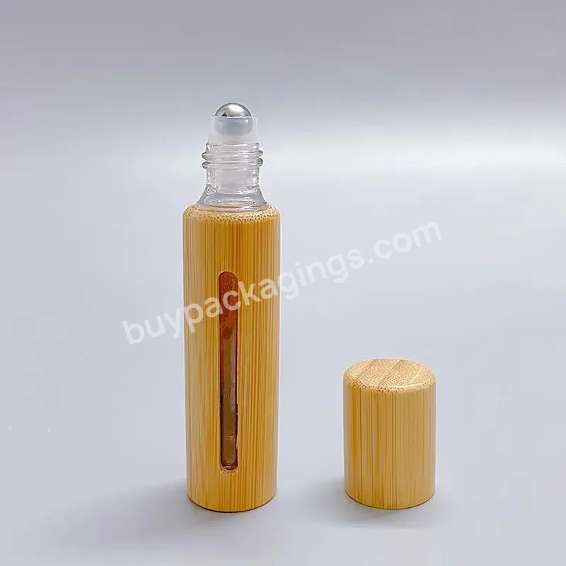 Custom 5ml 10ml Essential Oil Roll On Bottle Eco-friendly Bamboo Roller Bottle With Steel Roller Ball