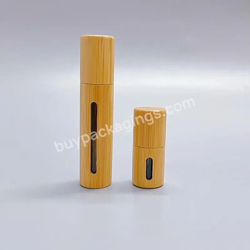 Custom 5ml 10ml Essential Oil Roll On Bottle Eco-friendly Bamboo Roller Bottle With Steel Roller Ball