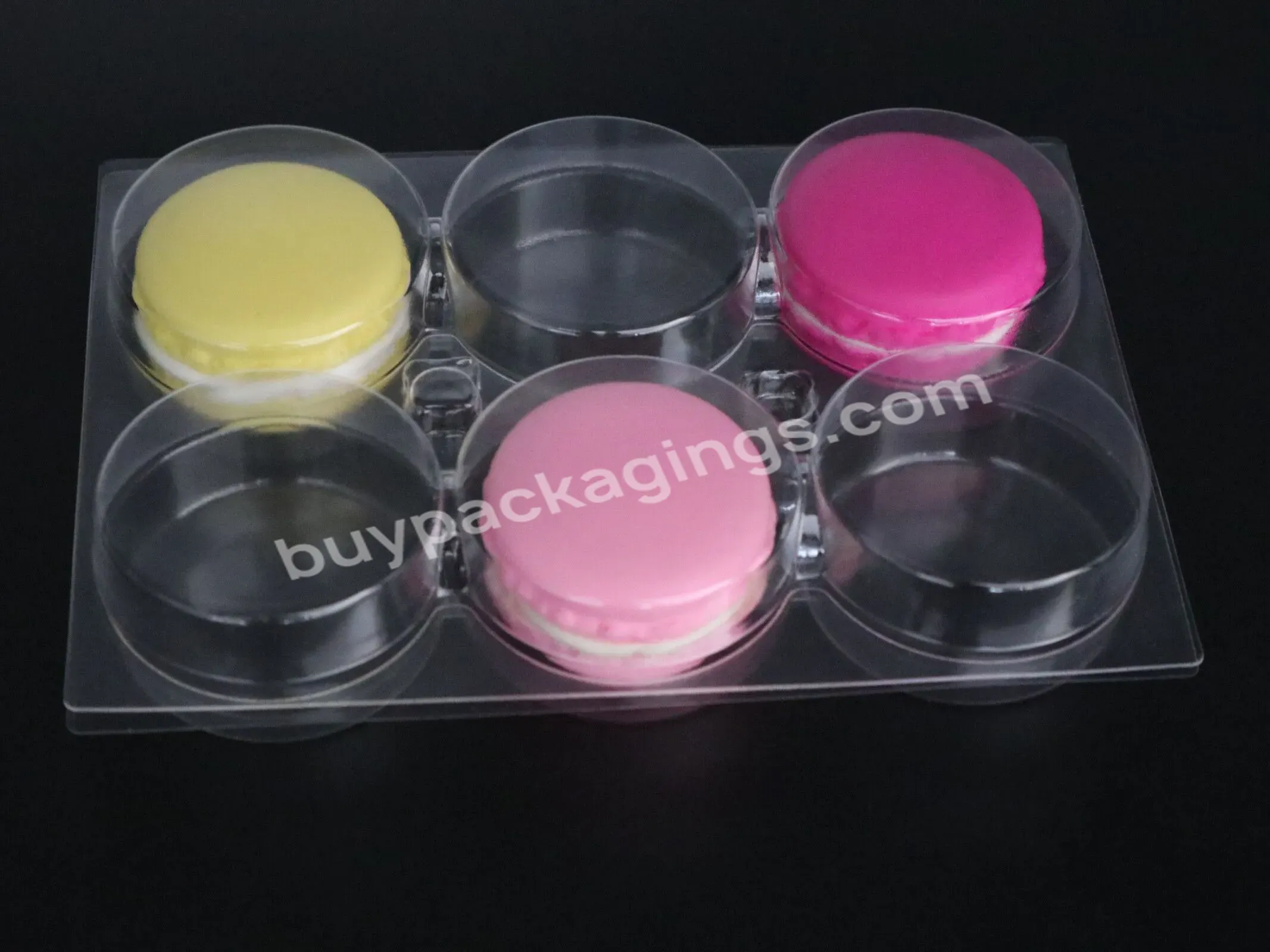 Custom 6 12 Pack Clear Plastic Macaron Clamshell Packaging Insert Tray