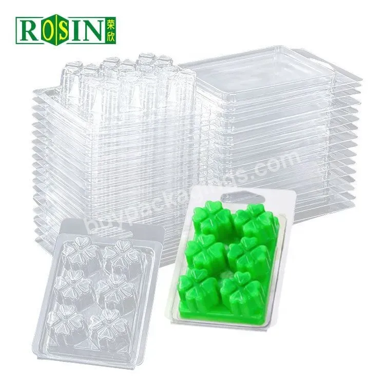 Custom 6 Cavity Clear Leaves Shape Wax Melt Container Snap Bar Wax Melt Mold Plastic Clamshell Packaging