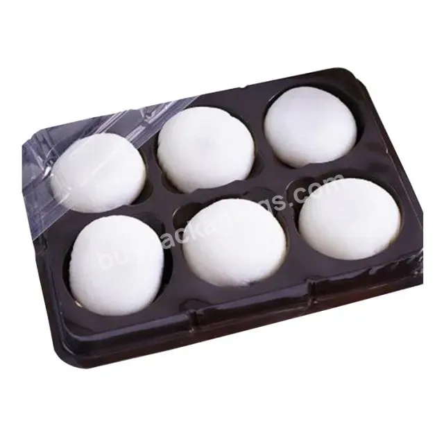 Custom 6 Compartments Packaging Box Clamshell Disposal Blister Plastic Mochi Cookie Tray