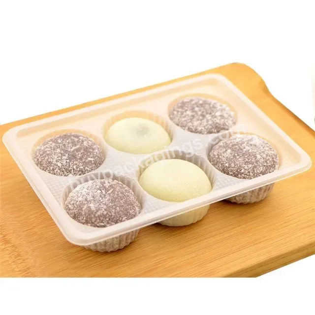 Custom 6 Compartments Packaging Box Clamshell Disposal Blister Plastic Mochi Cookie Tray