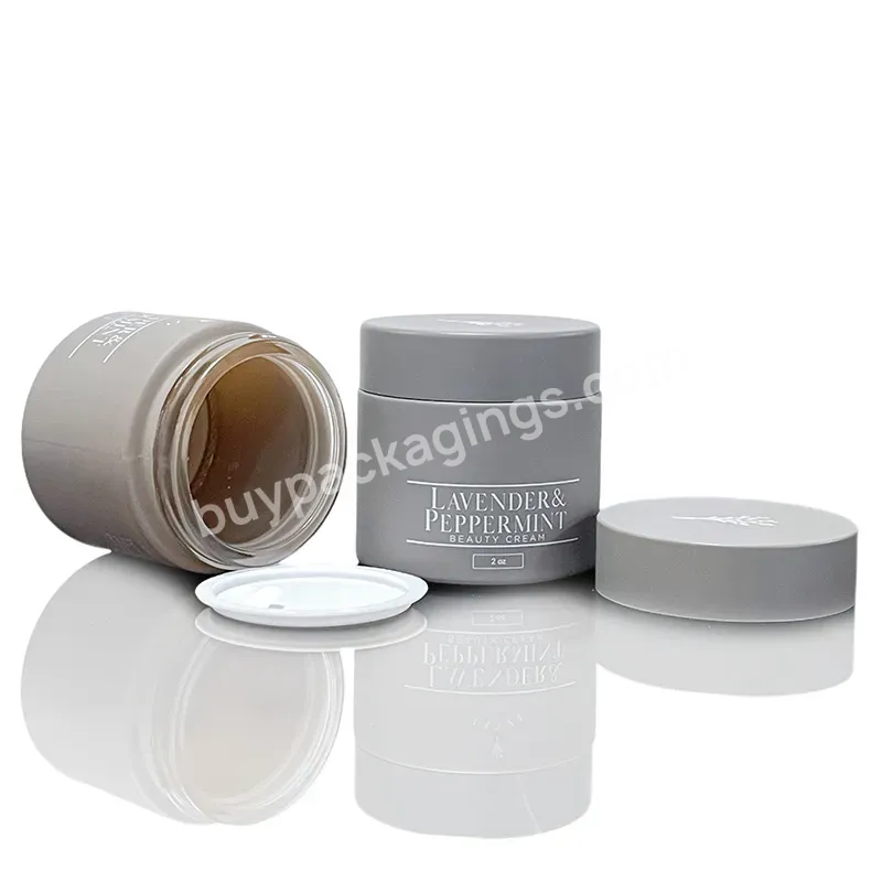 Custom 60ml 2oz Frosted Matte Nude Glass Jars Eye Cream Moisturizer Facial Cream 60g Cosmetic Skin Care Glass Jars With Lid