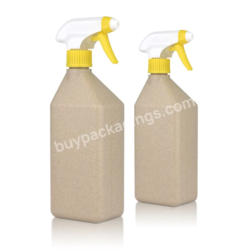 Custom 750ml Eco-friendly Biodegradable Household Packaging Trigger Pump Water Liquid Soap Wheat Straw Spray Bottle