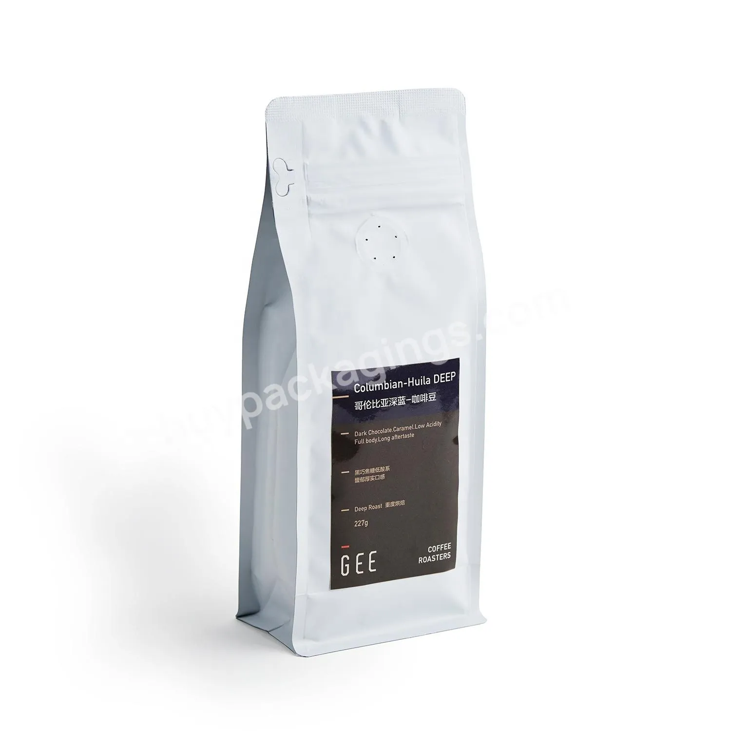 Custom 8oz 16oz 24oz 32oz 1kg Pla Biodegradable Side Gusset Flat Bottom Beans Coffee Bag