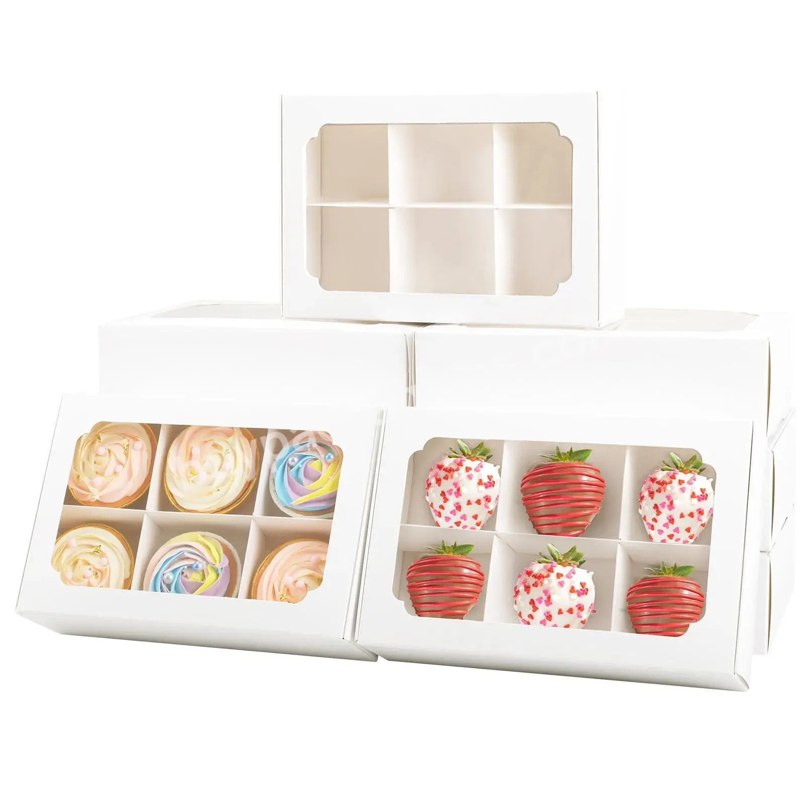 Custom 9 Cavity Food Grade Box White Pastry Box Sweet Foam New Baking Packaging With Window Muffin Cake Packaging Box