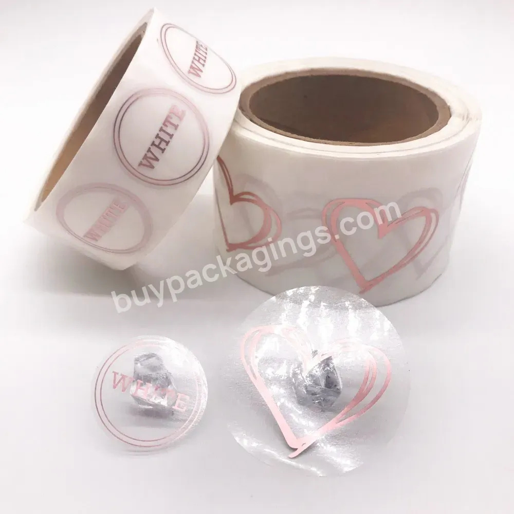 Custom Adhesive Gold Foil Hot Stamping Clear Sticker Printing Label Roll