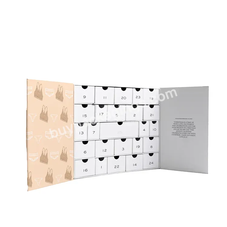 Custom Advent Calendar Empty Luxury Cardboard Paper Gift Beauty Cosmetic Packaging Countdown Christmas Advent Calendar Box