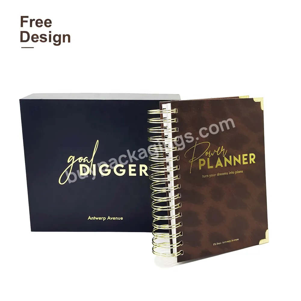 Custom Affirmation Planners Customized Gold Logo Pink 2023 Weekly Planner Printing Self Care Planner Custom Printing With Box