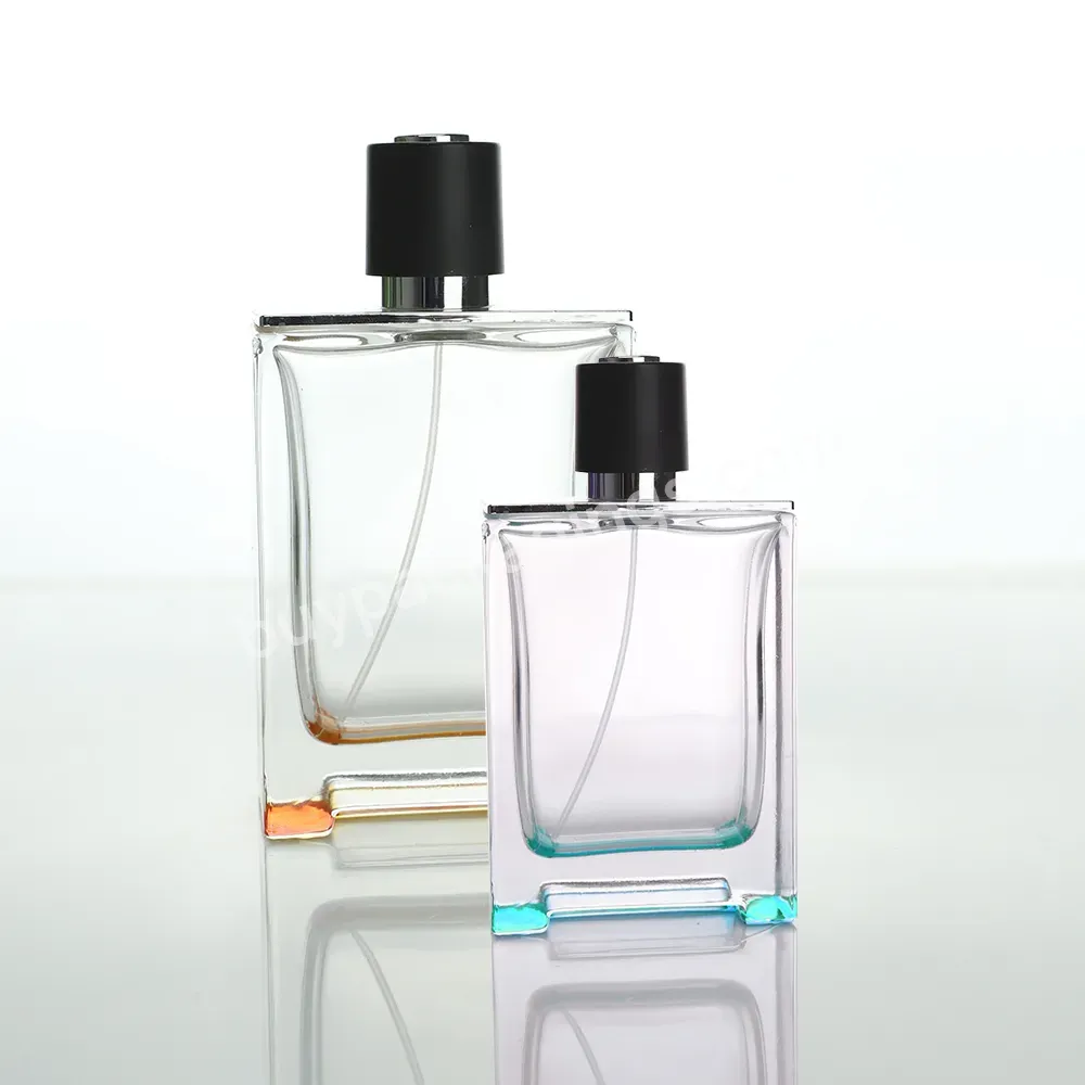 Custom Affordable Clear Square Glass Perfume Bottles With Black Pump Cap