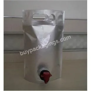 Custom Aluminum Foil Plastic Juice Ice Bag In Box With Butterfly Mylar Bags Stand Up Bib Bag With Tap