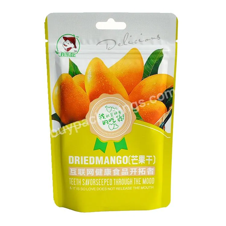 Custom Aluminum Foil Resealable For Dried Fruit Mango Plastic Foil Bag Ziplock Stand Up Packaging Pouch Bag