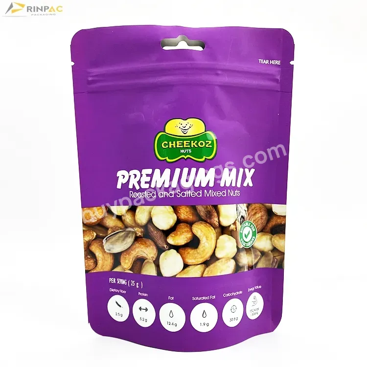 Custom Aluminum Foil Stand Up Pouch Resealable Zipper Snack Nuts Packaging White Kraft Paper Dried Fruit Bag