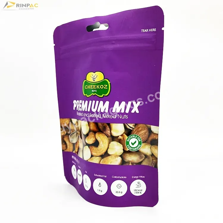 Custom Aluminum Foil Stand Up Pouch Resealable Zipper Snack Nuts Packaging White Kraft Paper Dried Fruit Bag