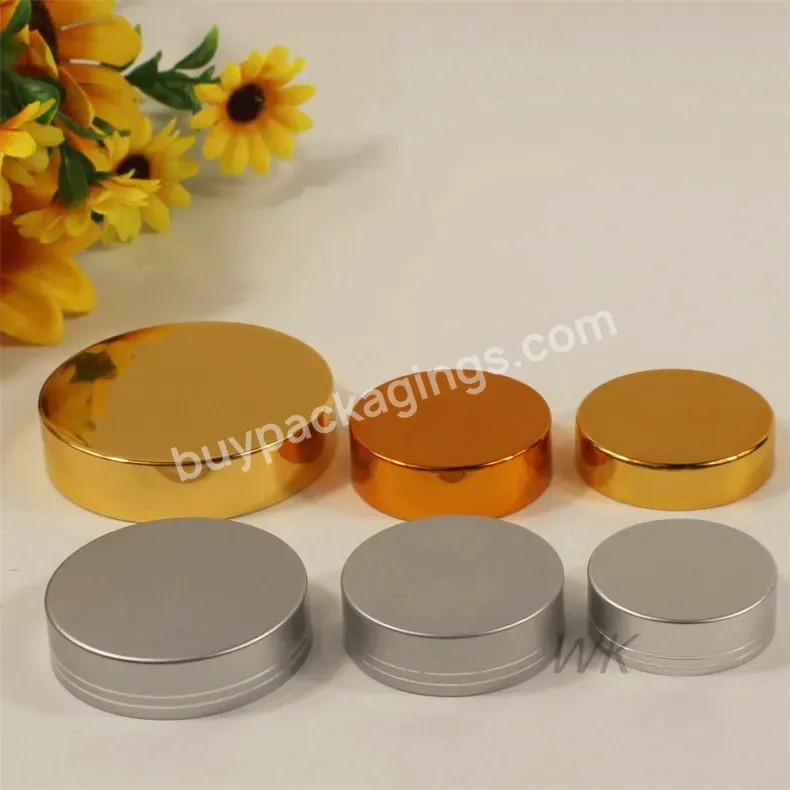 Custom Aluminum Plastic Lids High End 38mm 45mm Screw Cap Jars Non Spill Gold Silver Color