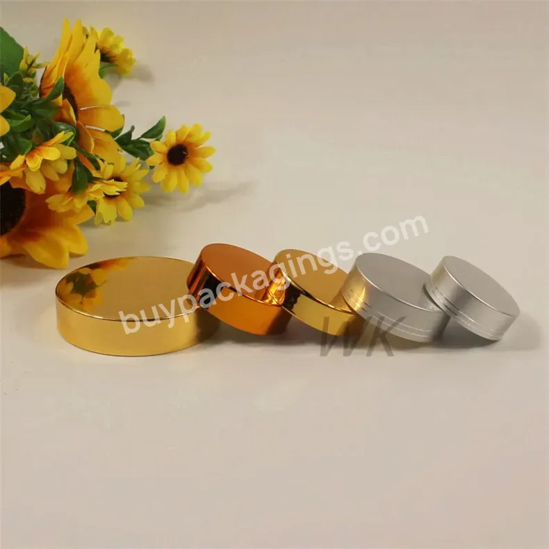 Custom Aluminum Plastic Lids High End 38mm 45mm Screw Cap Jars Non Spill Gold Silver Color