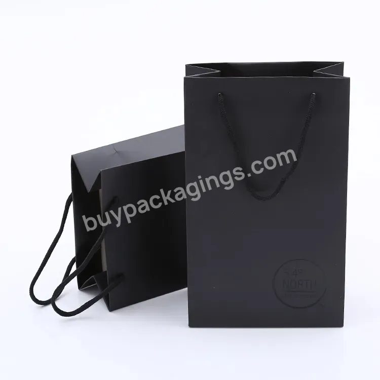 Custom Art Design Ribbon Handle Black Luxury Jewelry Cosmetic Gift Clothing Shopping Packaging