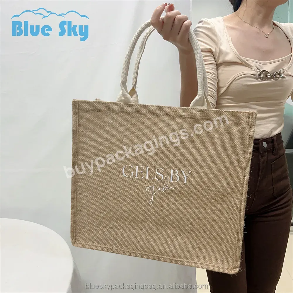 Custom Available Eco Friendly Plain Natural Tote Bag Small Jute Shopping Bag For Diy Hand Painting