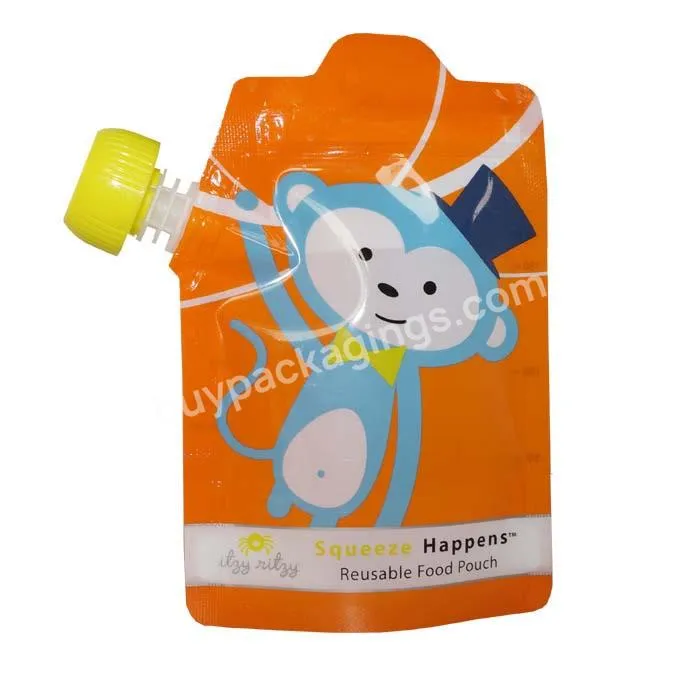 Custom Baby Stand Up Food Spout Pouch Soft Drink And Fruit Juice Liquid Clear Drink 8 Oz 350ml Side Spout Pouch