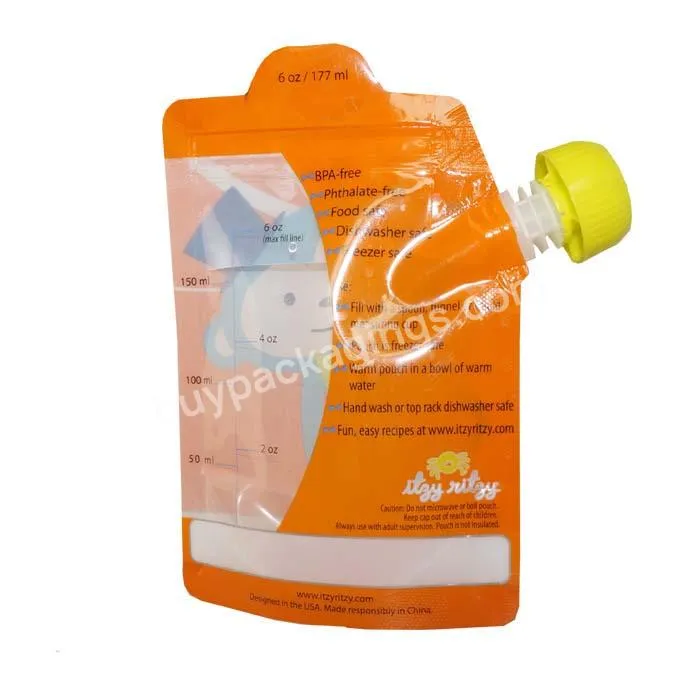 Custom Baby Stand Up Food Spout Pouch Soft Drink And Fruit Juice Liquid Clear Drink 8 Oz 350ml Side Spout Pouch