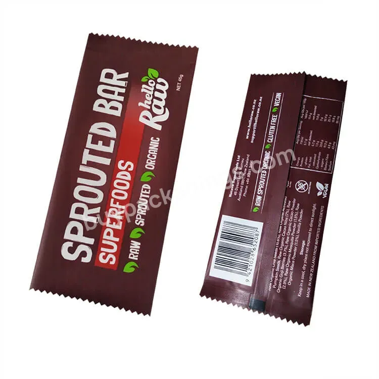 Custom Back Sealed Cookie Plastic Bag Sweet Chocolate Bar Packaging Heat Seal Pouches