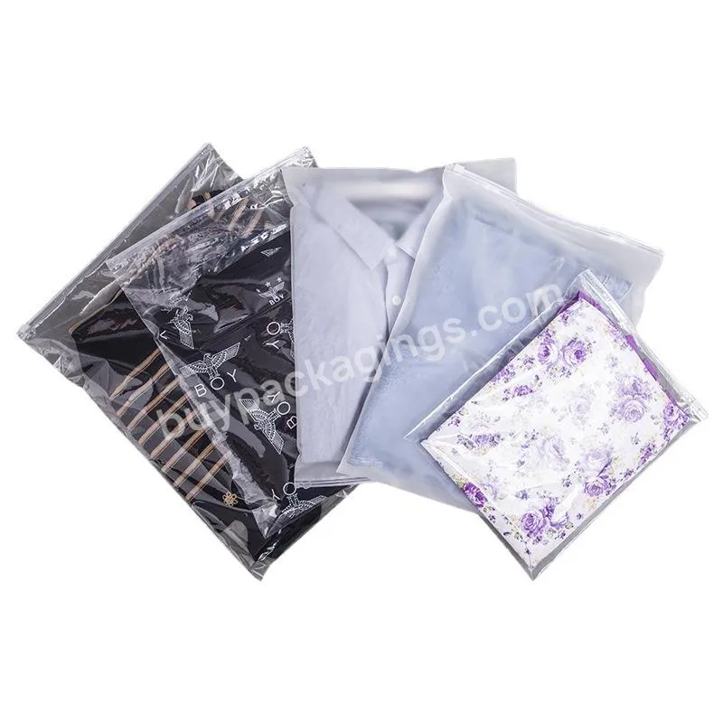 Custom bags with logo plastic Frosted Clothing Transparent Clothes Packaging Bag Plastic Storage Zipper Bag