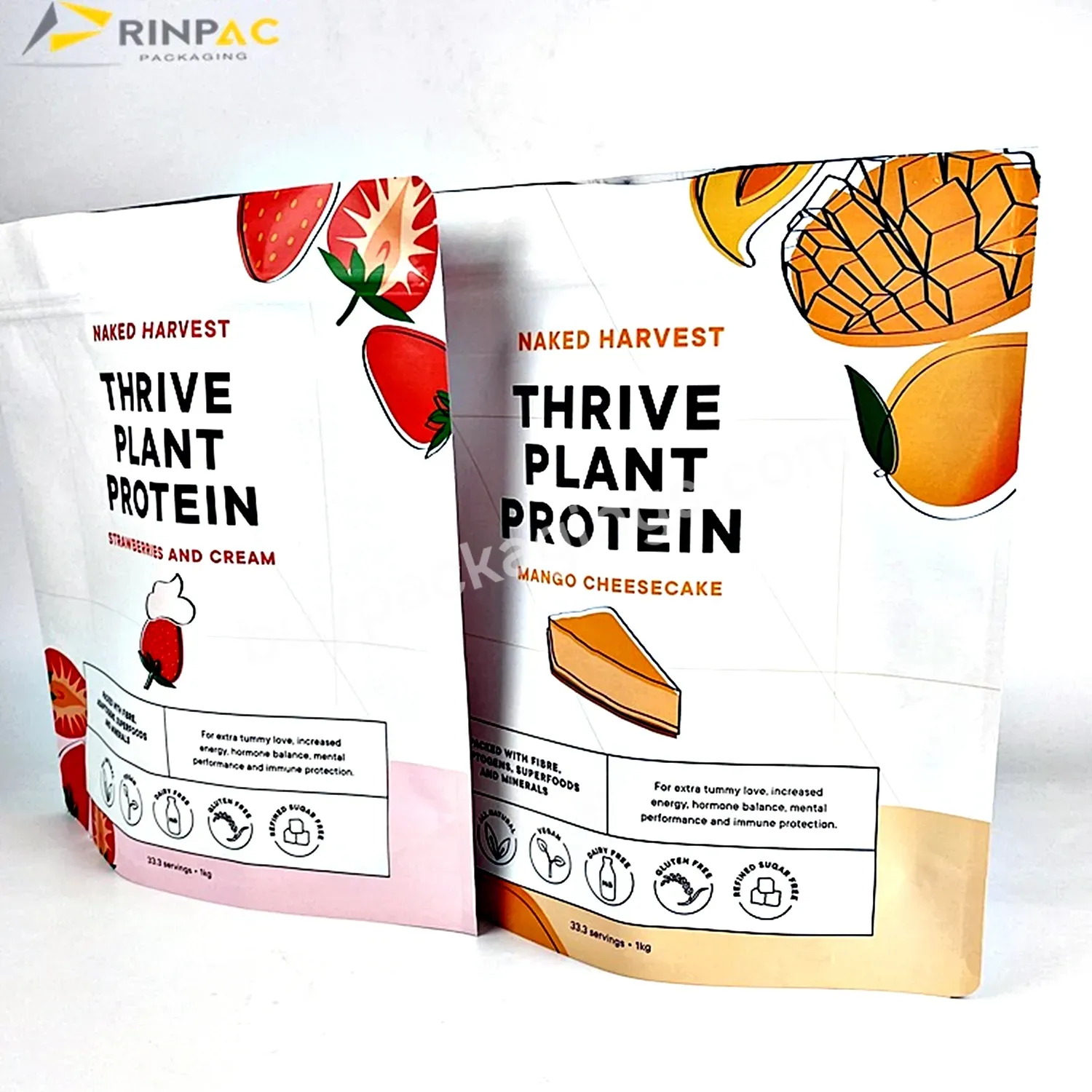 Custom Big Bags Protein Resealable 1kg Coffee Milk Whey Protein Powder Container Packaging Plastic Mylar Pouch Bags With Zipper