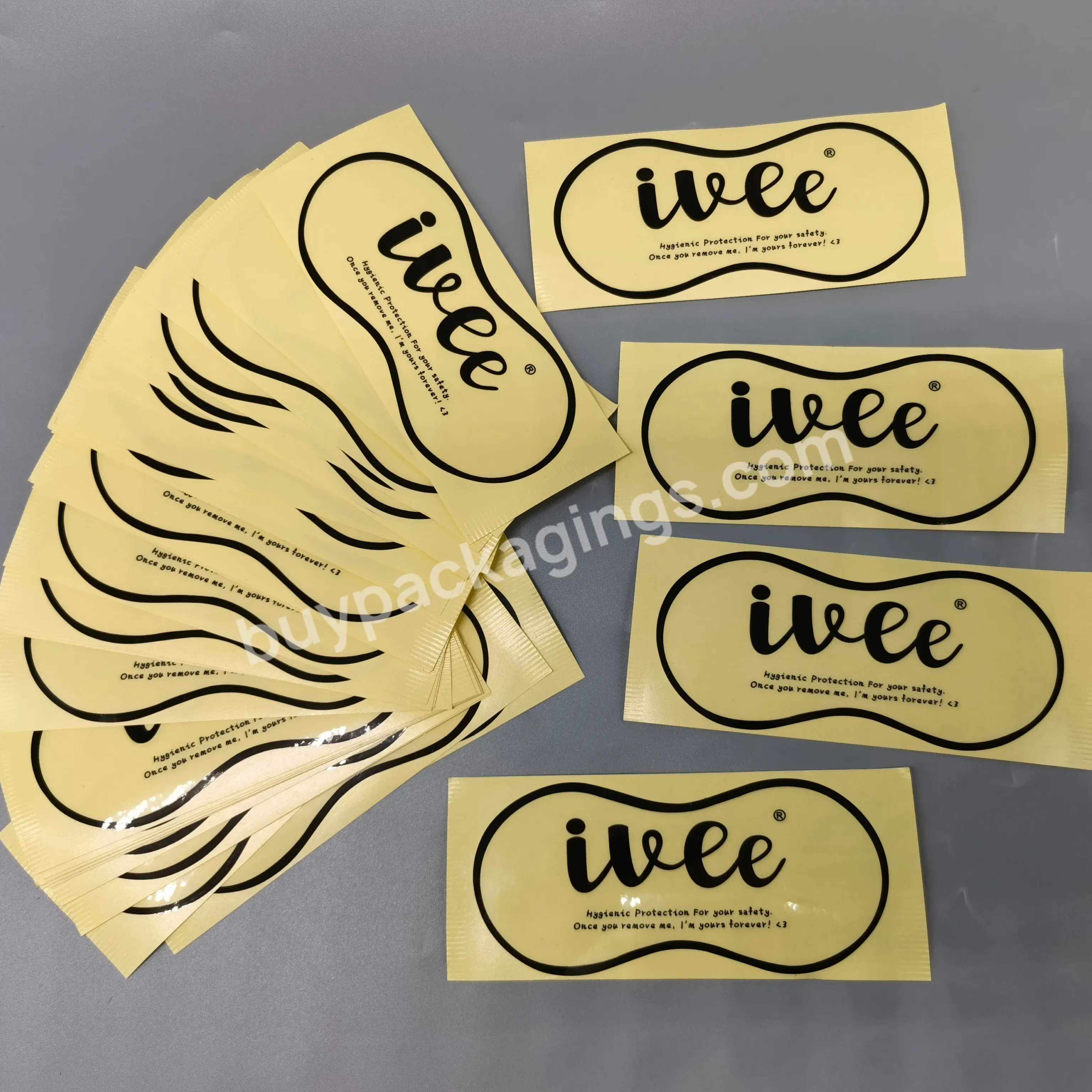 Custom Bikini Packaging Sticker Pvc Hygienic Protection Sticker For Swimwear Transparent Underwear Sticker