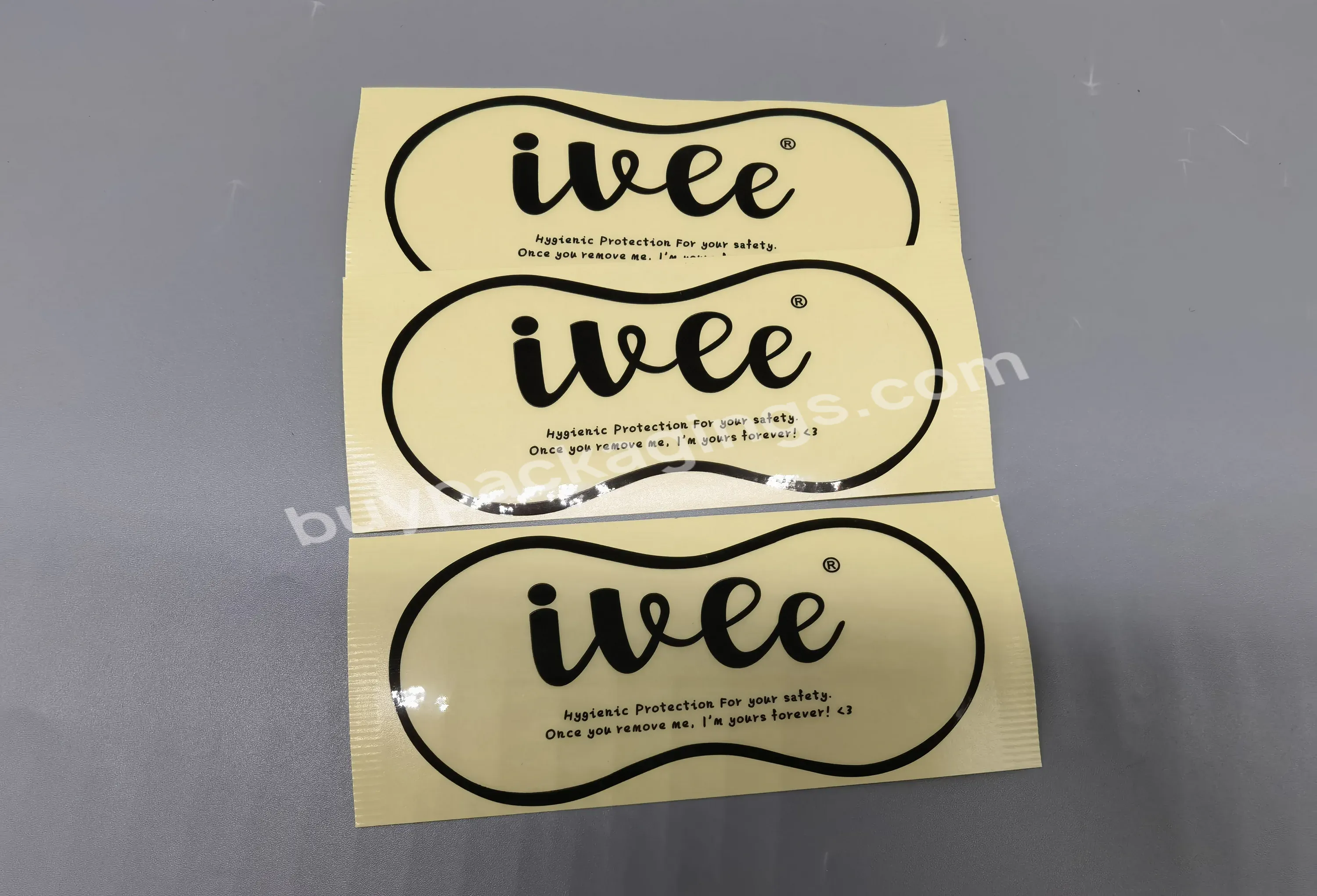 Custom Bikini Packaging Sticker Pvc Hygienic Protection Sticker For Swimwear Transparent Underwear Sticker