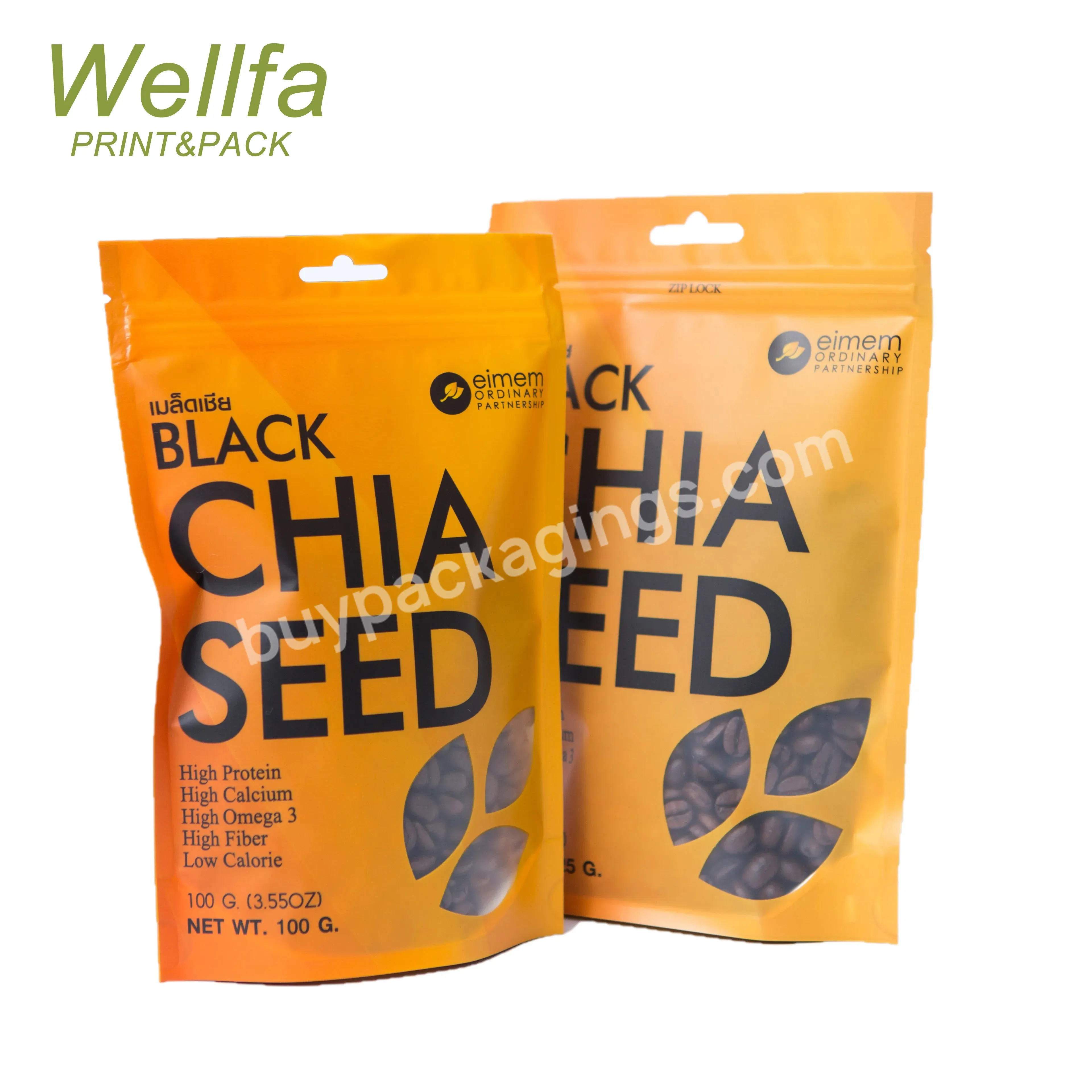 Custom Biodegradable Bags With Logo Chia Seed Packaging Stand Up Zip Bag