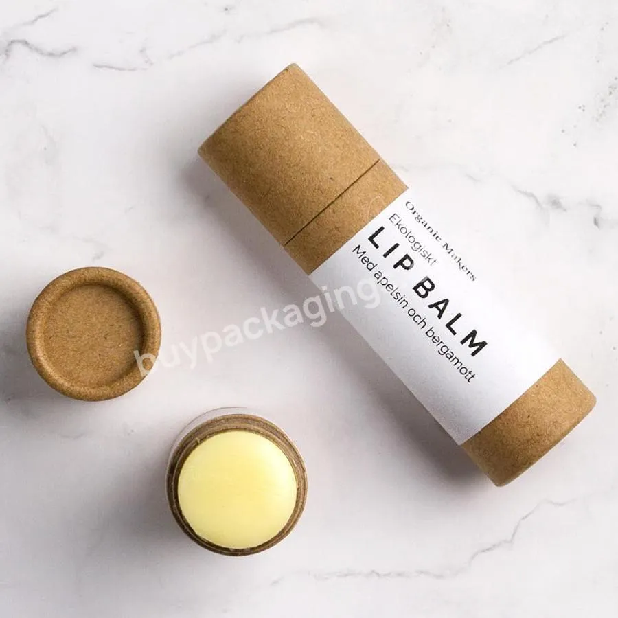 Custom Biodegradable Lip Balm Packaging Push Up Cardboard Container Kraft Paper Tubes