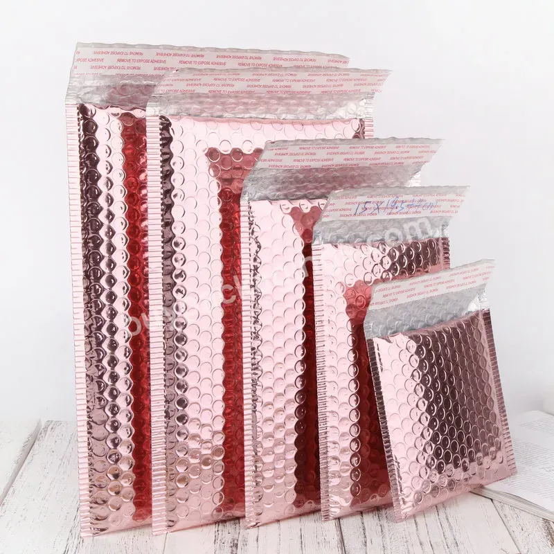 Custom Biodegradable Rose Gold Pink Holographic Poly Mailing Jewelry Packaging Padded Envelope Bag Padded Envelope Bubble