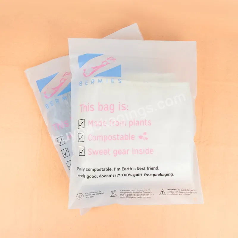 Custom Biodegradable Self Adhesive Bag Eco-friendly Underwear Frosted Transparent Garment Packaging Compostable Self Seal Bag