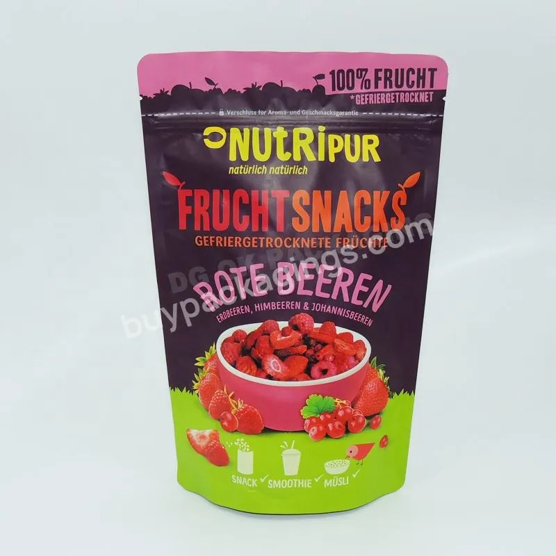 Custom Biodegradable Stand Up Zipper Pouch Treat Bags With Vinyl Zipper Pouch Plastic With Handle Nuts Food Packaging Bag