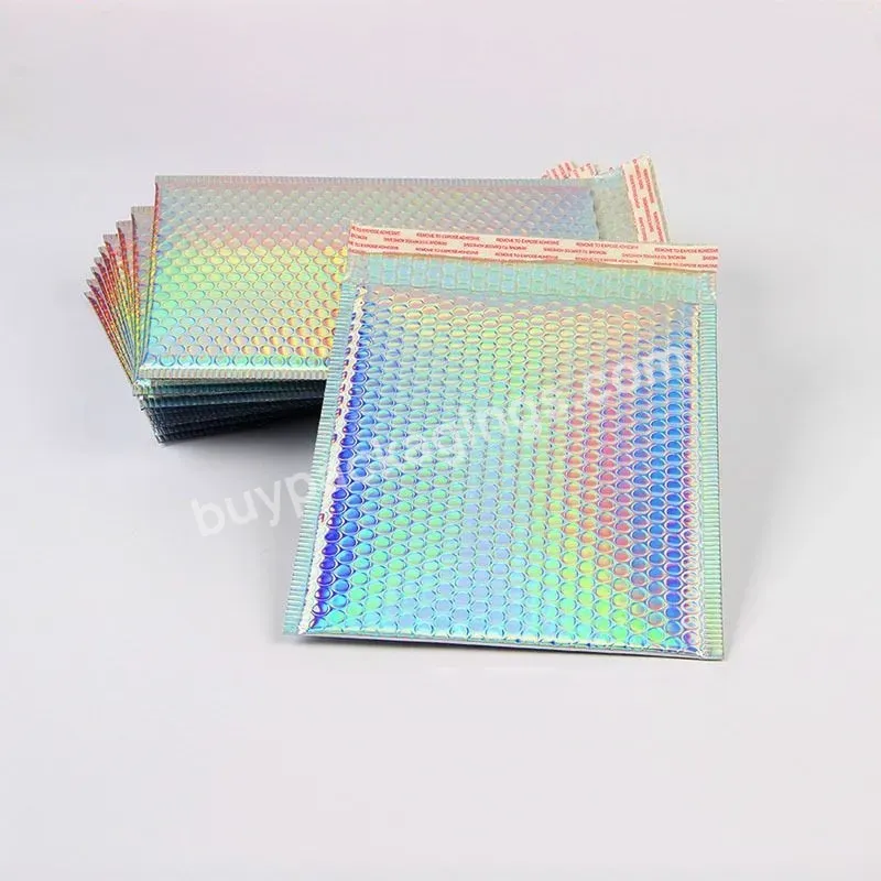 Custom Biodegradable White Purple Pink Holographic Poly Mailing Shipping Bag Eco Friendly Metallic Padded Envelope Bubble Mailer - Buy Custom Pink Shiny Foil Packaging Bags Iridescent Mailing Padded Envelope Holographic Metallic Poly Bubble Mailer Ho