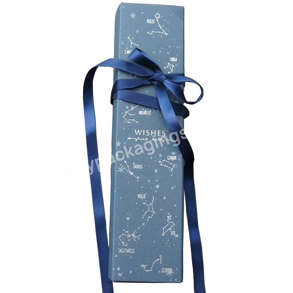 Custom Birthday Wedding Candy Gifts Packing Silver Zodiac Valentine's Day Christmas 22.5*4*3.5cm Deep Blue Chocolate Paper Box