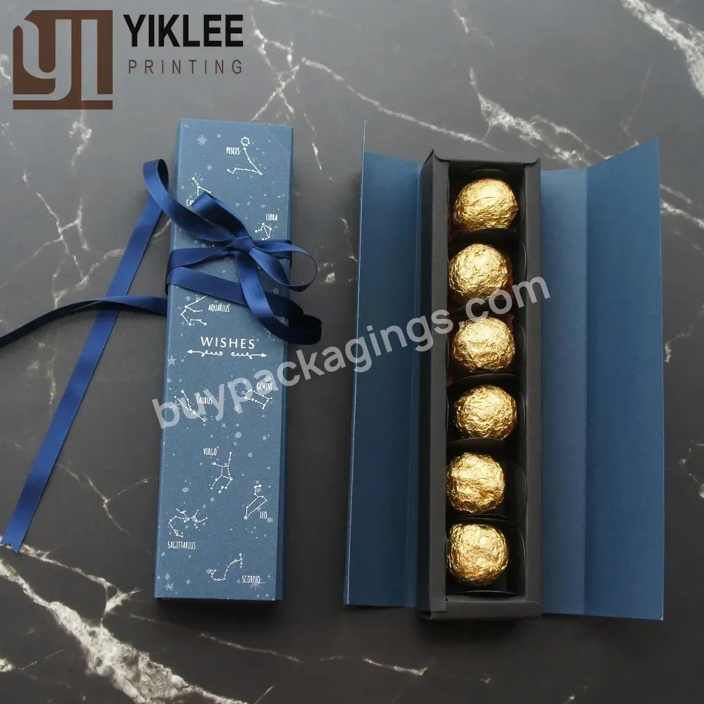 Custom Birthday Wedding Candy Gifts Packing Silver Zodiac Valentine's Day Christmas 22.5*4*3.5cm Deep Blue Chocolate Paper Box