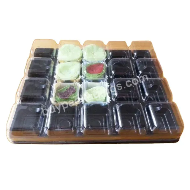 Custom Black 20 Cavity Chocolate Transparent Box With Plastic Blister Chocolate Packaging Tray With Lid